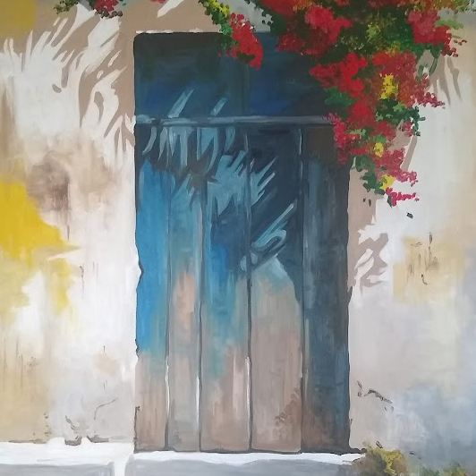 Bougainvilla Blue Door