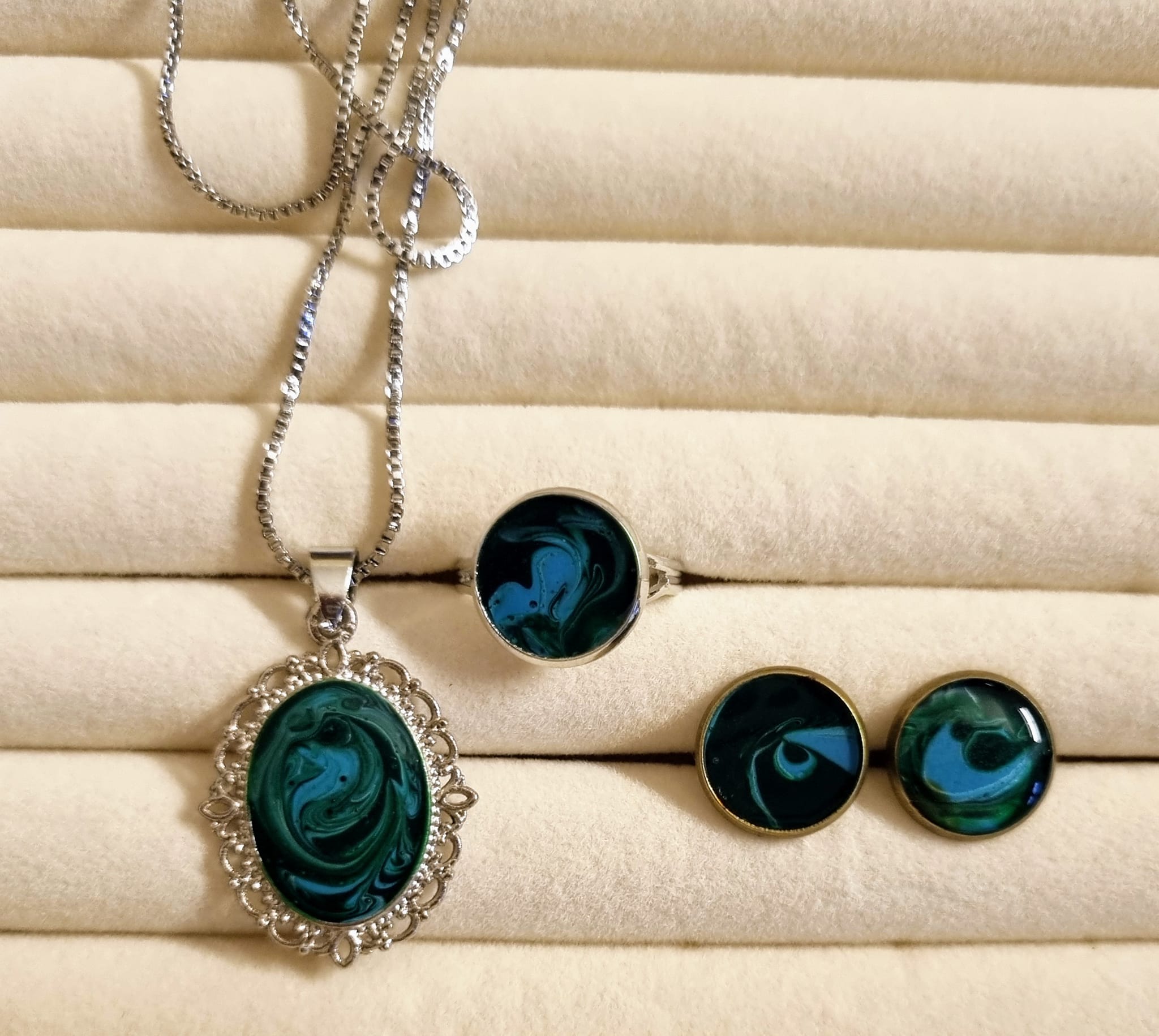 Pendant Set with Tops & Adjustable Ring  # 9