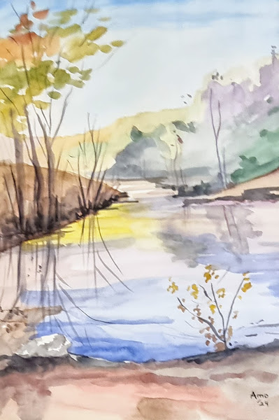 Golden Glow on Still Waters